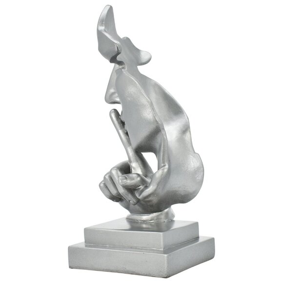 Adam & Friends Home Decor Silence Is Golden Sculpture | 1-Piece | Silver - Picture 3 of 3